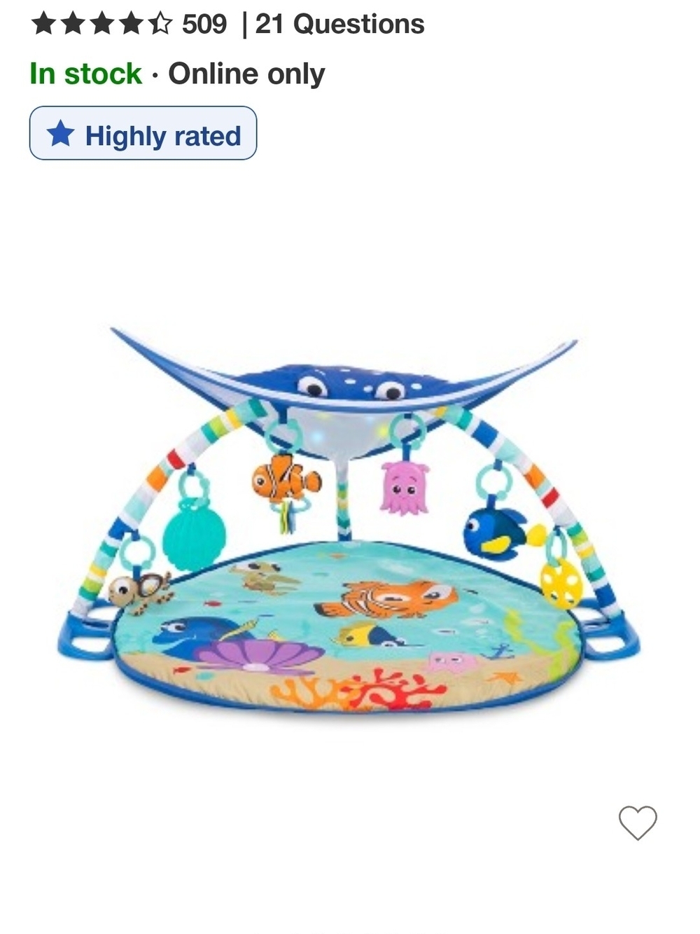 Disney Blue Ocean Play Gym with Multicolor Hanging Sea Toys